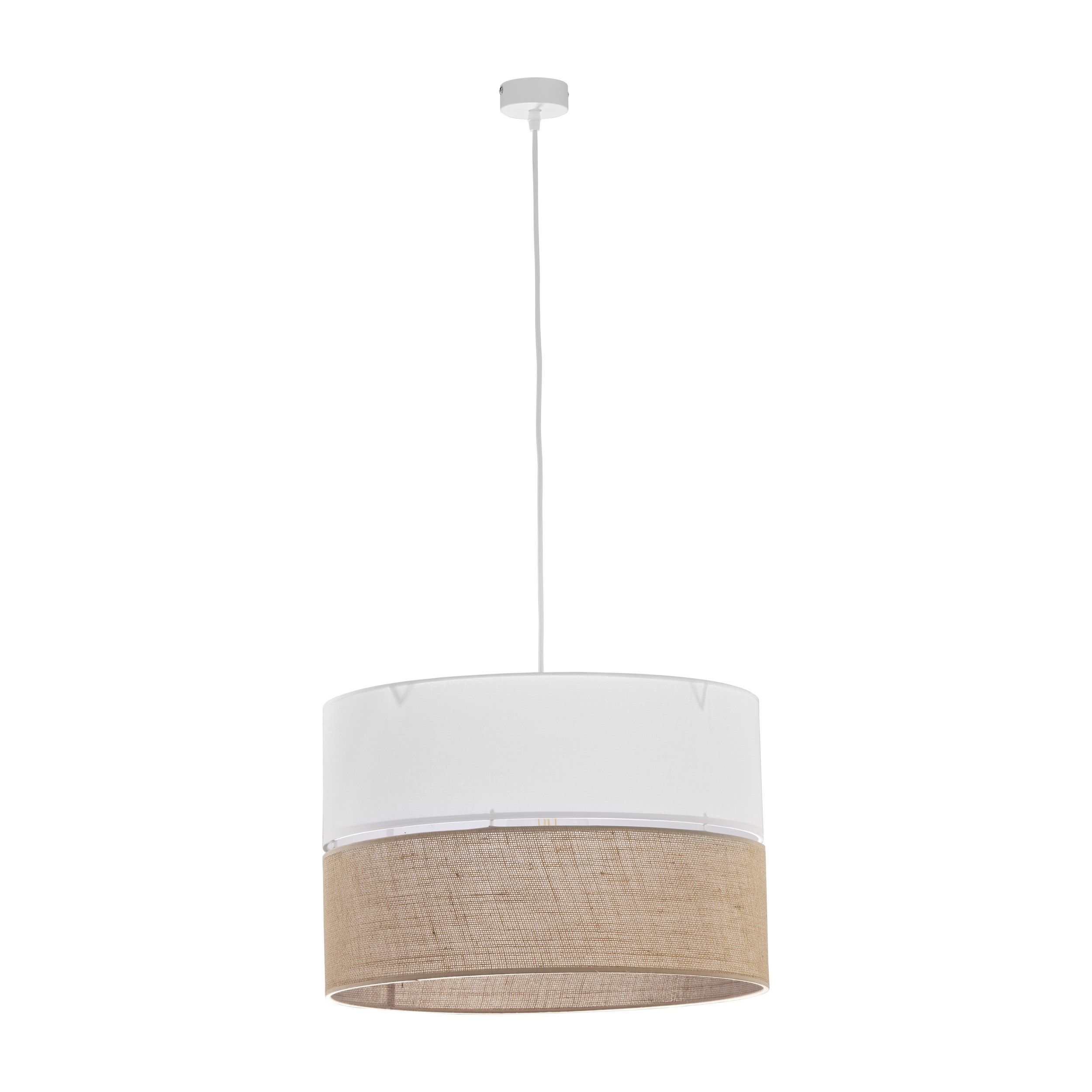 Tk Linobianco Loftlampe 500 Brun Jute  Hvid Stof Og Hvid Metal