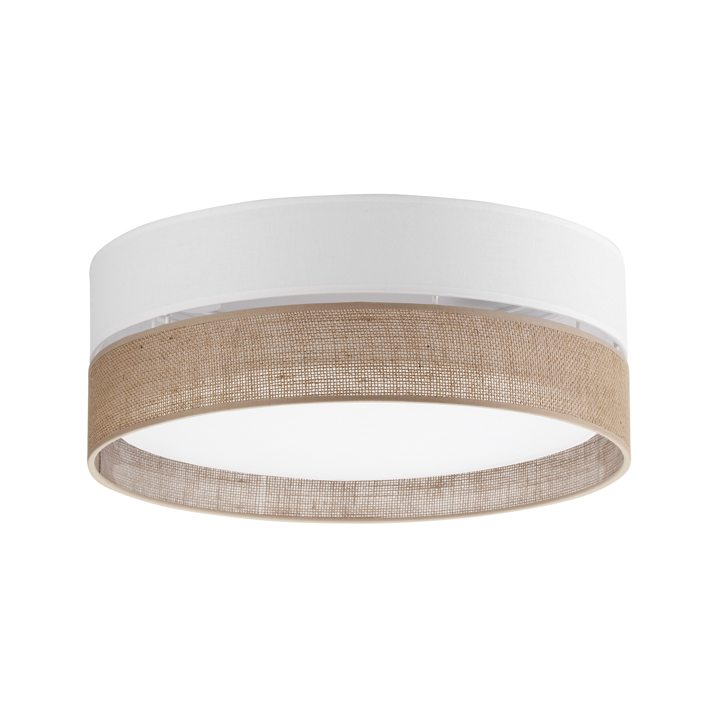 Tk Linobianco Loftlampe 450 Brun Jute  Hvid Stof Og Hvid Metal