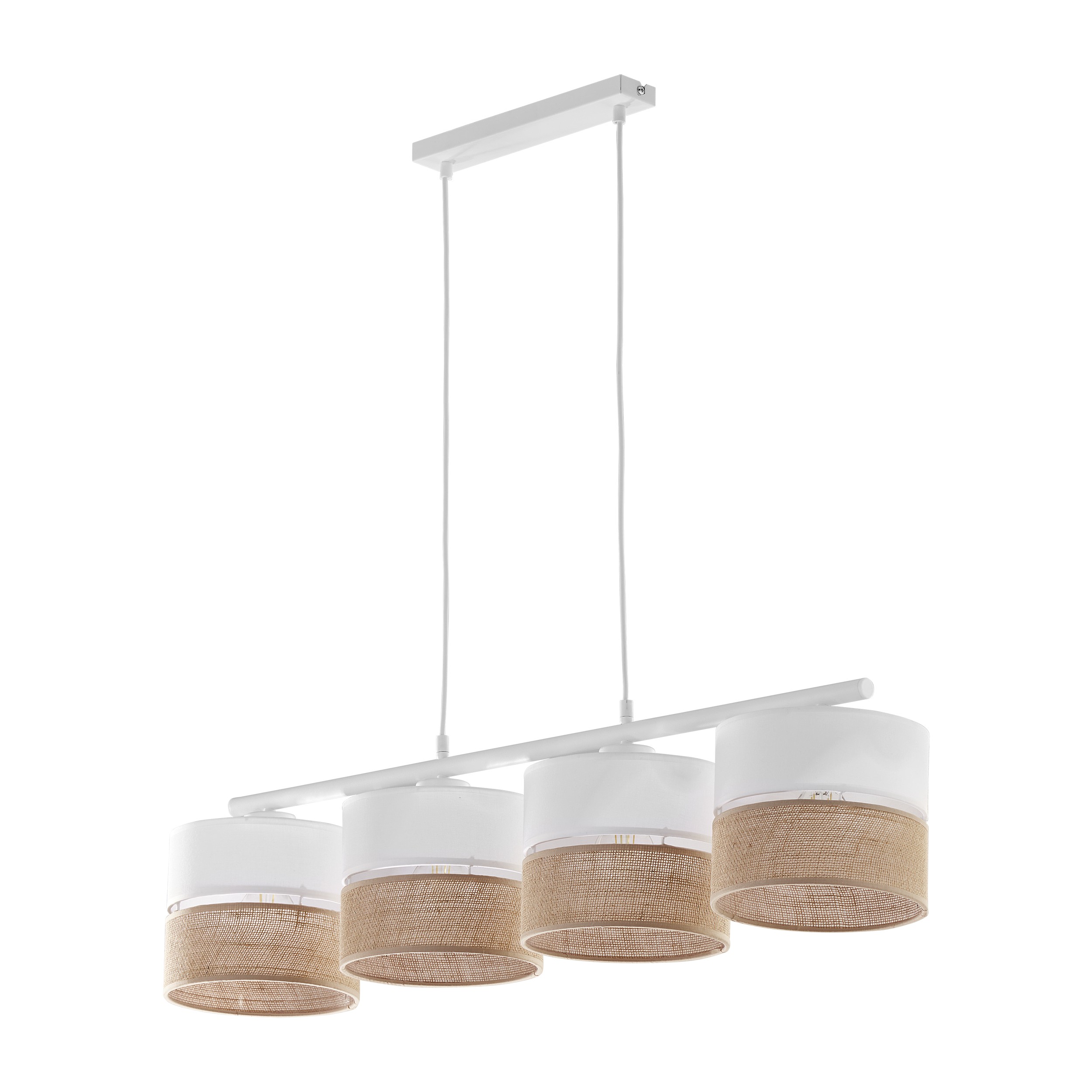 Tk Linobianco Loftlampe       Skærme Brun Jute  Hvid Stof Og Hvid Metal