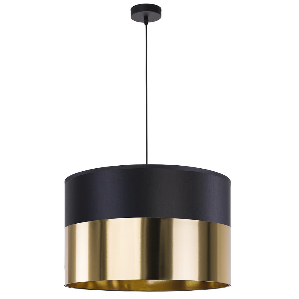 Tk London Loftlampe Guld  Sort Stof Og Sort Metal