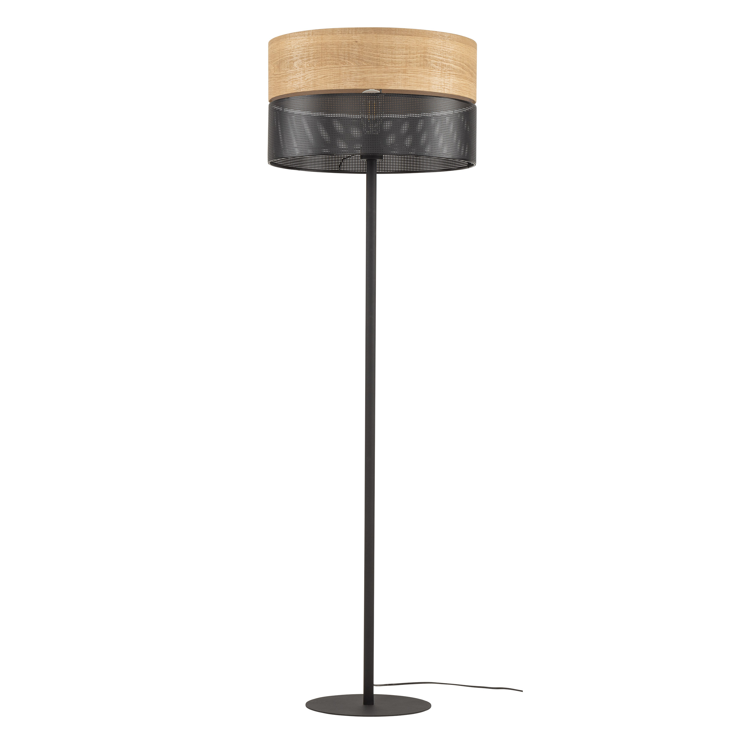 Tk Nicol Gulvlampe Natur Finér Og Sort Pvc-folie Metal