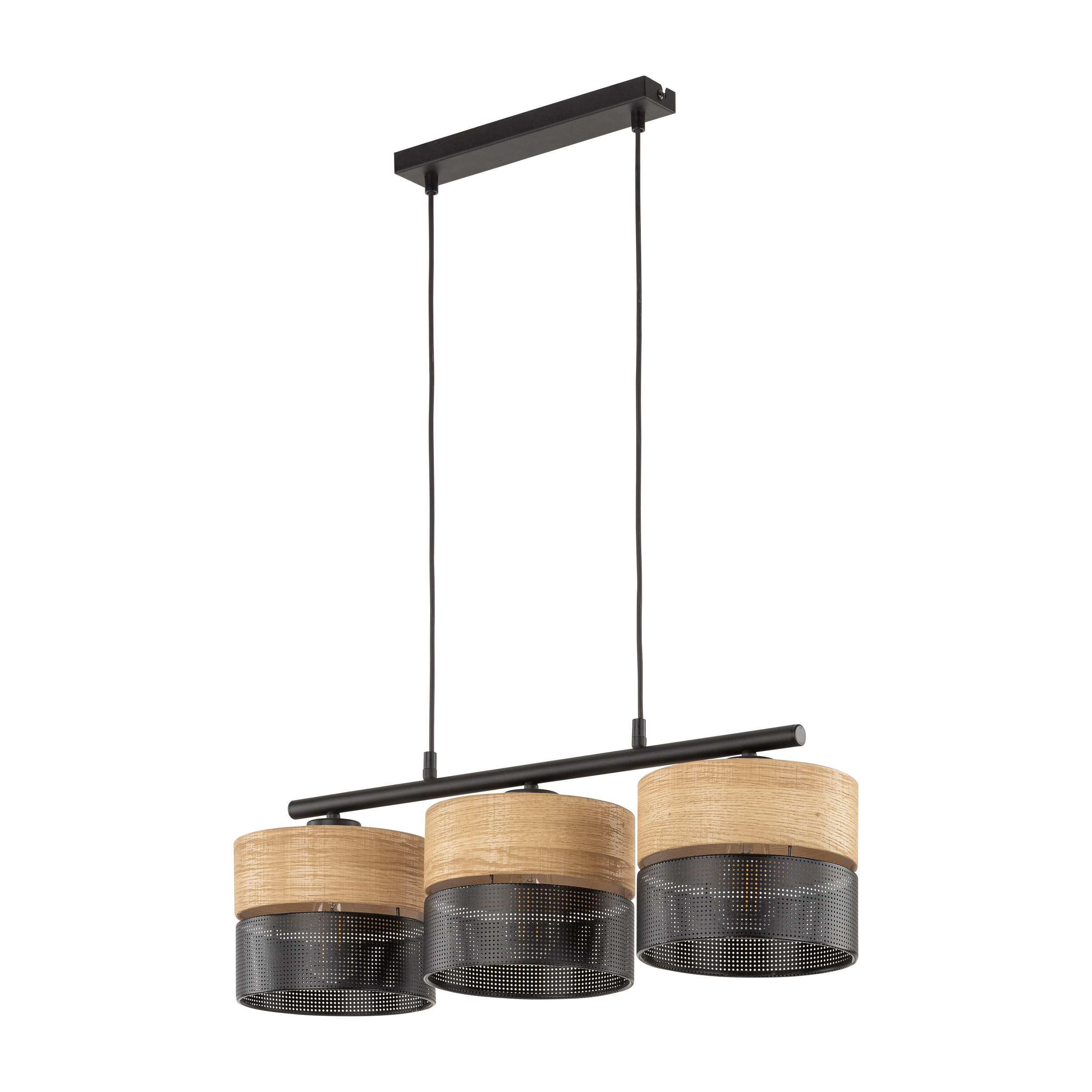 Tk Nicol Loftlampe       Skærme Natur Finér Og Sort Pvc-folie Metal