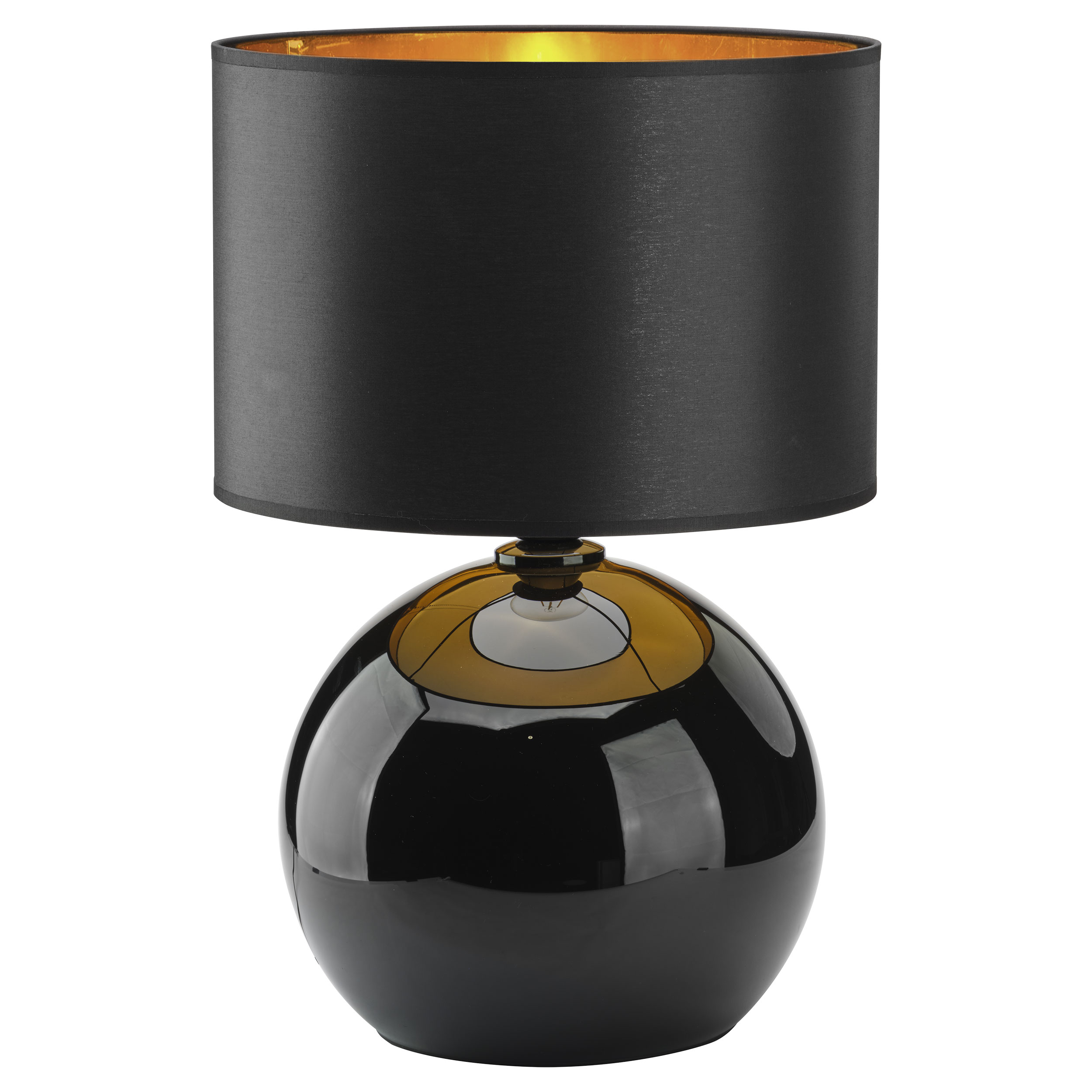Tk Palla Bordlampe Guld  Sort Stof Og Sort Glas
