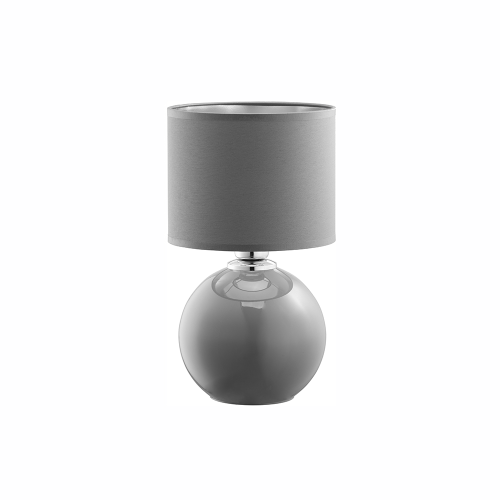 Tk Palla Bordlampe  Lille Gråt Stof Og Gråt Glas