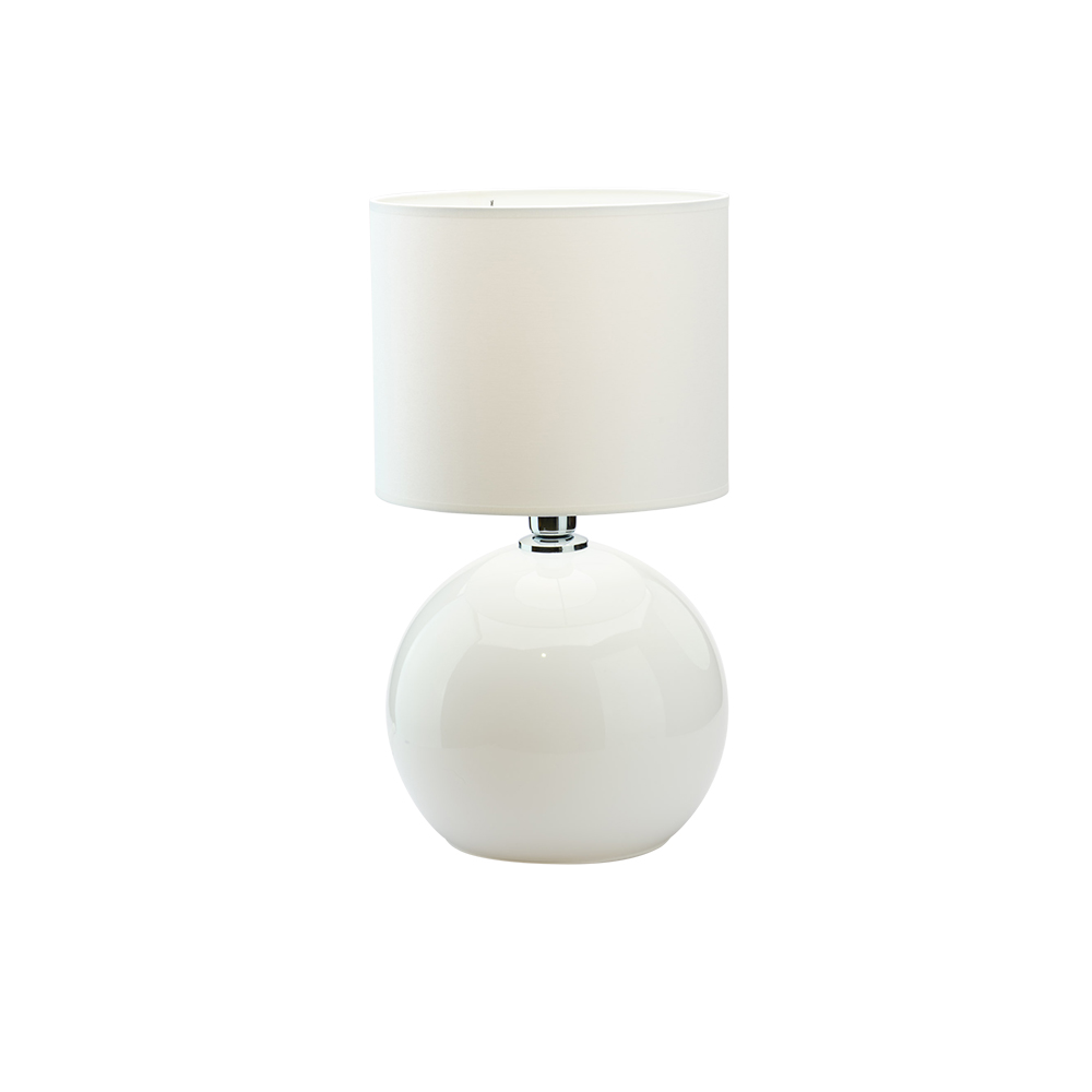 Tk Palla Bordlampe  Lille Hvid Stof Og Hvid Glas