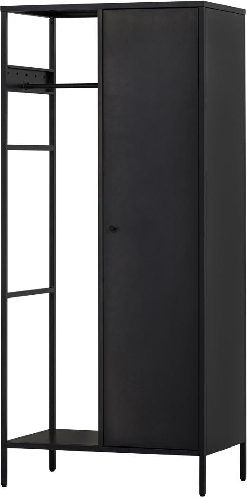 Tøjskab Garderobeskab Woood Coen Gråt Metal H180xb80xd50 Cm
