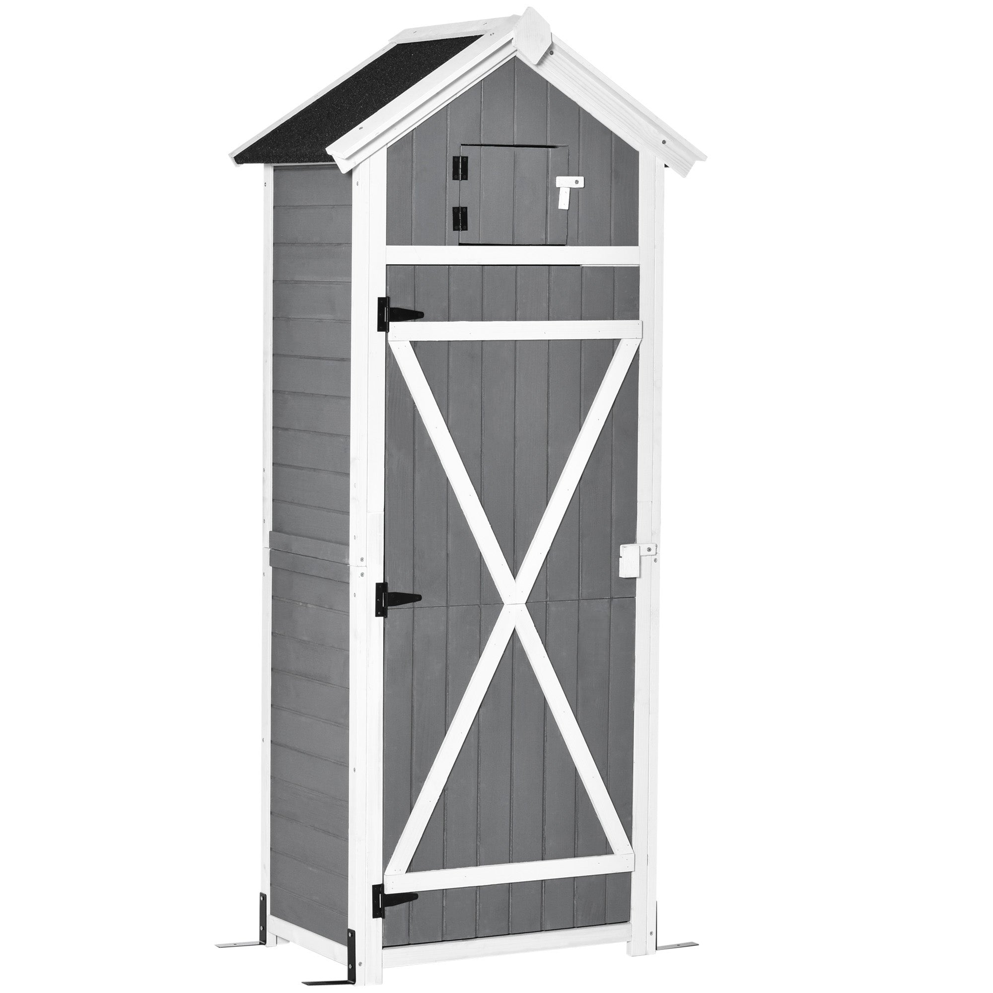 Træskur  Vejrbestandigt Redskabsskur 78x52 5x182cm  Redskabsskur Med Dør  Gavltag  Redskabsskab Med Kroge  Foldbart Bord  Redskabsskab Haveskur Til Have  Terrasse  Grå