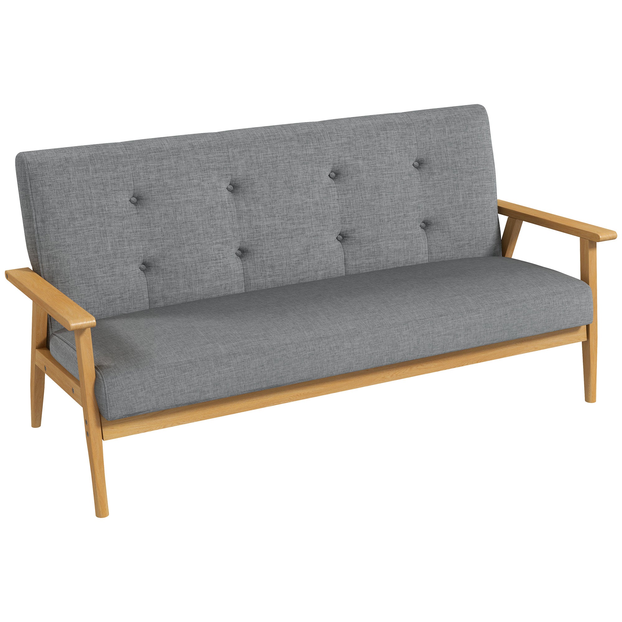 Tre-personers Polstret Sofa  Gummitræ  154     69     73 Cm  Grå