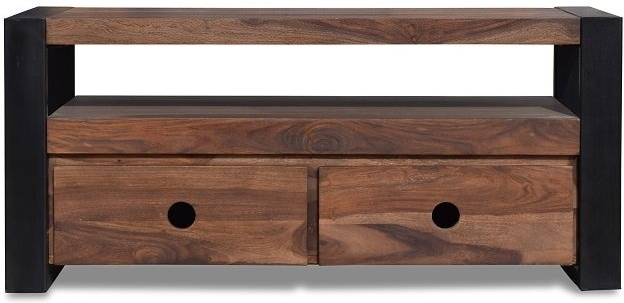 Tv-bord Hayfay Fra Obuzi   Massivt Rosentræ Og Jern  110ã 40ã 50 Cm   Mørk Natur Sort