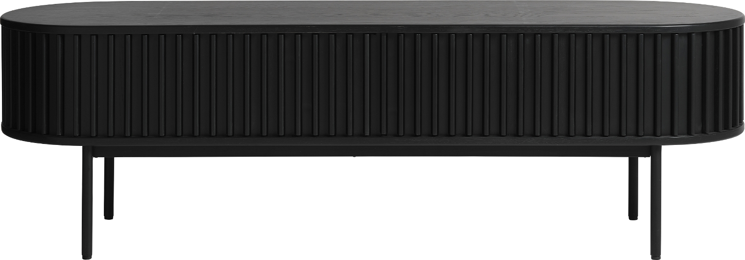 Tv-bord Nordique Design Siena   Sort Egetræ Tv-møbel Med Skuffe   Hylde 160x48 Cm