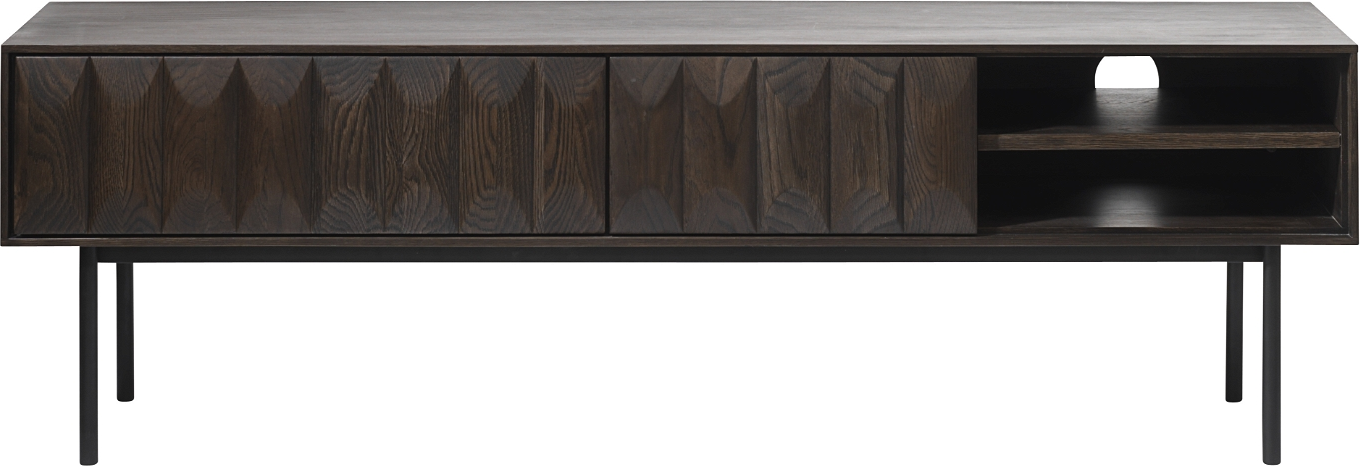 Tv-bord Tv-møbel Nordique Design Latina   Egetræ Espresso  Slanke Metalben  160x41x50 Cm