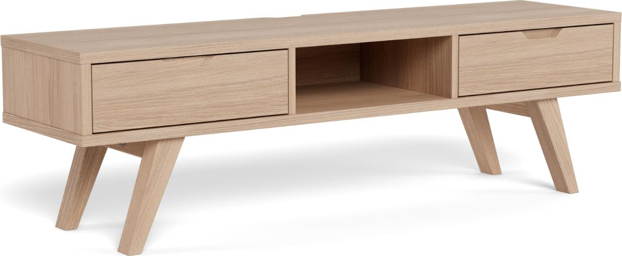 Tv-bord Tv-møbel Signature Arven 150 Cm Hvidpigmenteret Egefiner Skuffer Og åbent Rum