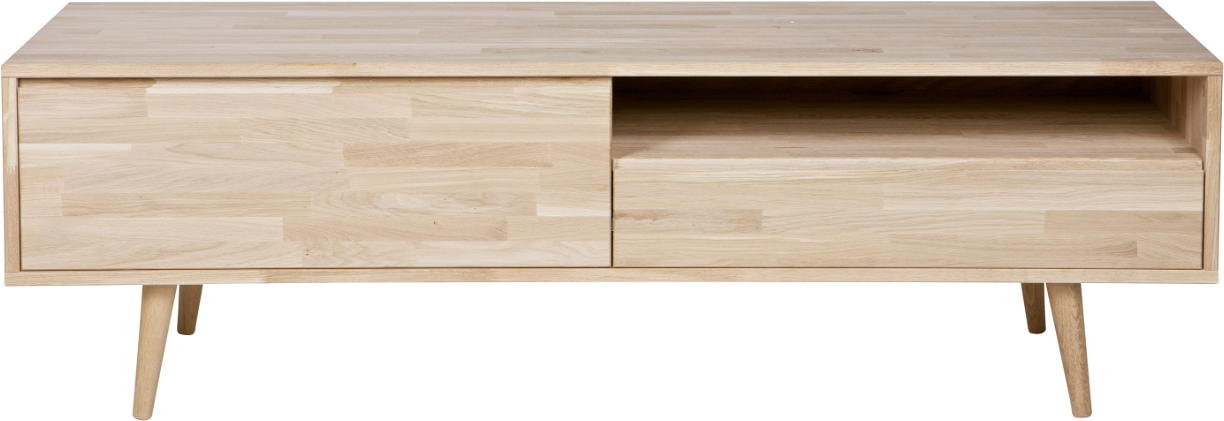 Tv-bord Tv-møbel Woood Tygo Ubehandlet Eg 150x47x44 Cm Med Skuffe   Hylde