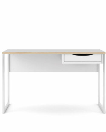 Tvilum Function Plus Skrivebord     Skuffe Hvid Folie Og Hvid Stål  130x48