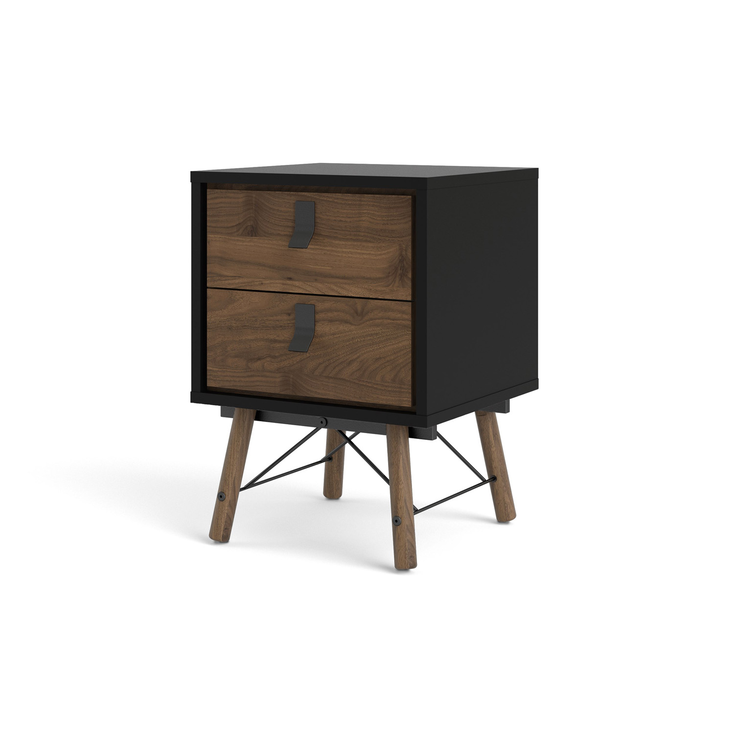 Tvilum Ry Sengebord       Skuffer Valnød Sort Folie Og Valnød Træ  43 3x40