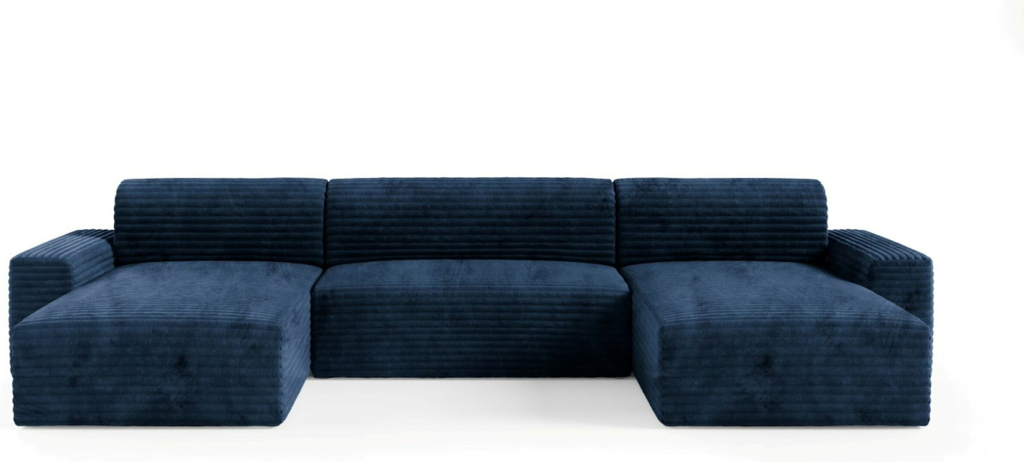 -sofa Maison Vellé Calira Tilia 77 Ribbet Stof Sovefunktion 340x140 Cm Opbevaring 300x185 Cm