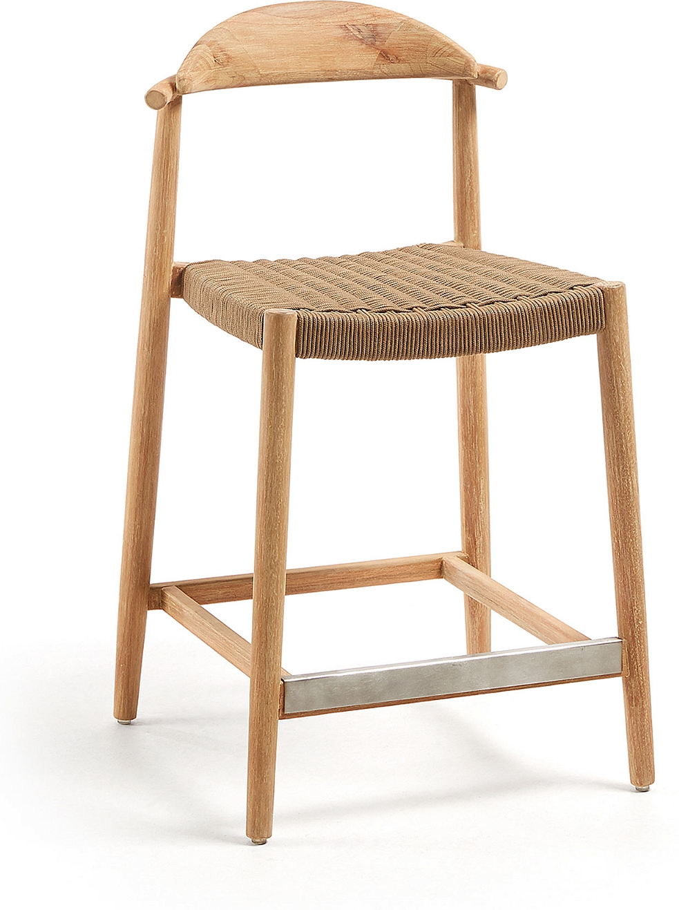 Udendørs Barstol Kave Home Nina Eukalyptustræ Uv-reb Brun Natur H94xb54xl54 Cm