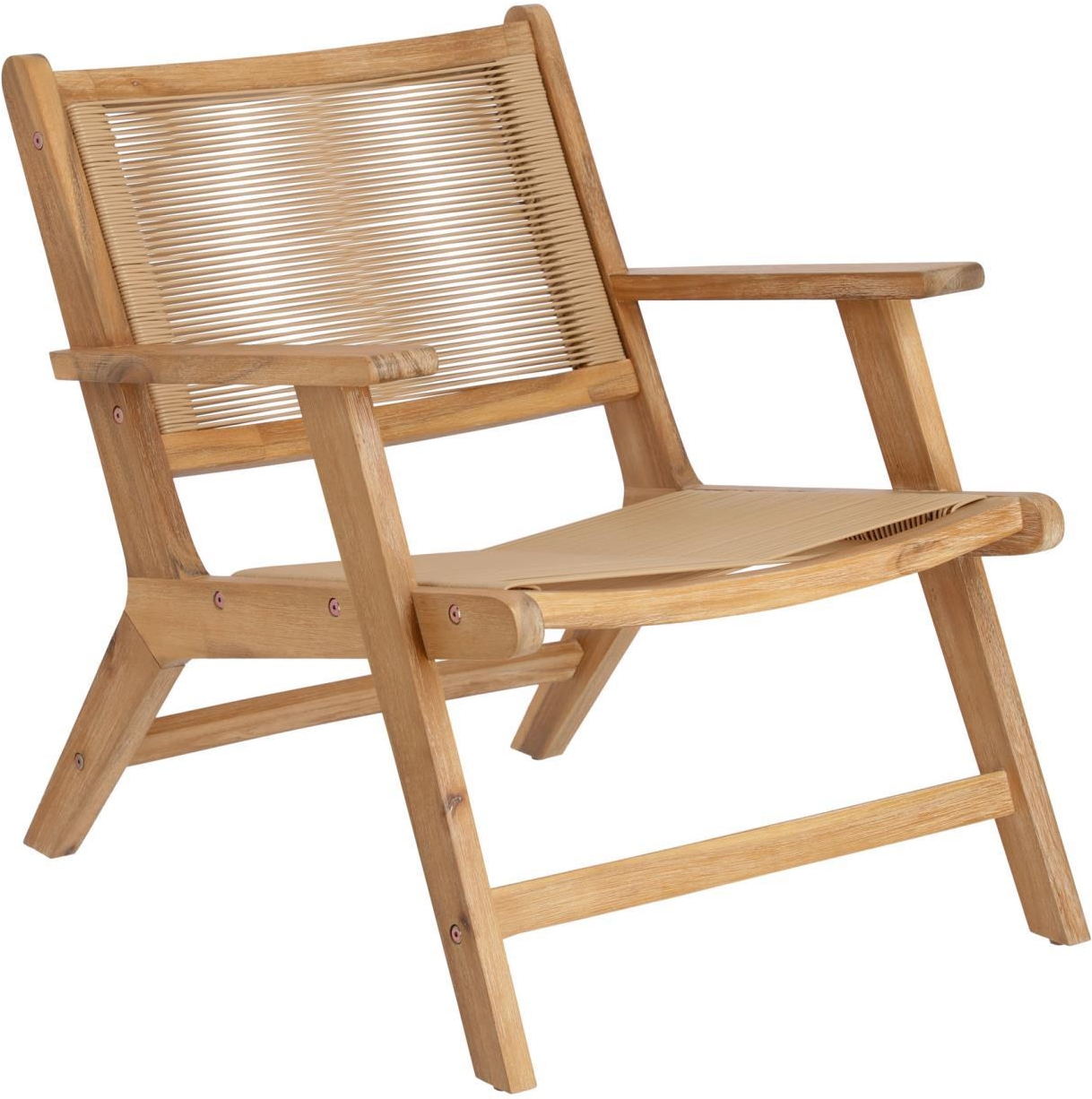 Udendørs Lænestol Kave Home Geralda Olieret Akacietræ Med Flettet Rattan H74xb65xl80 Cm Havelænestol