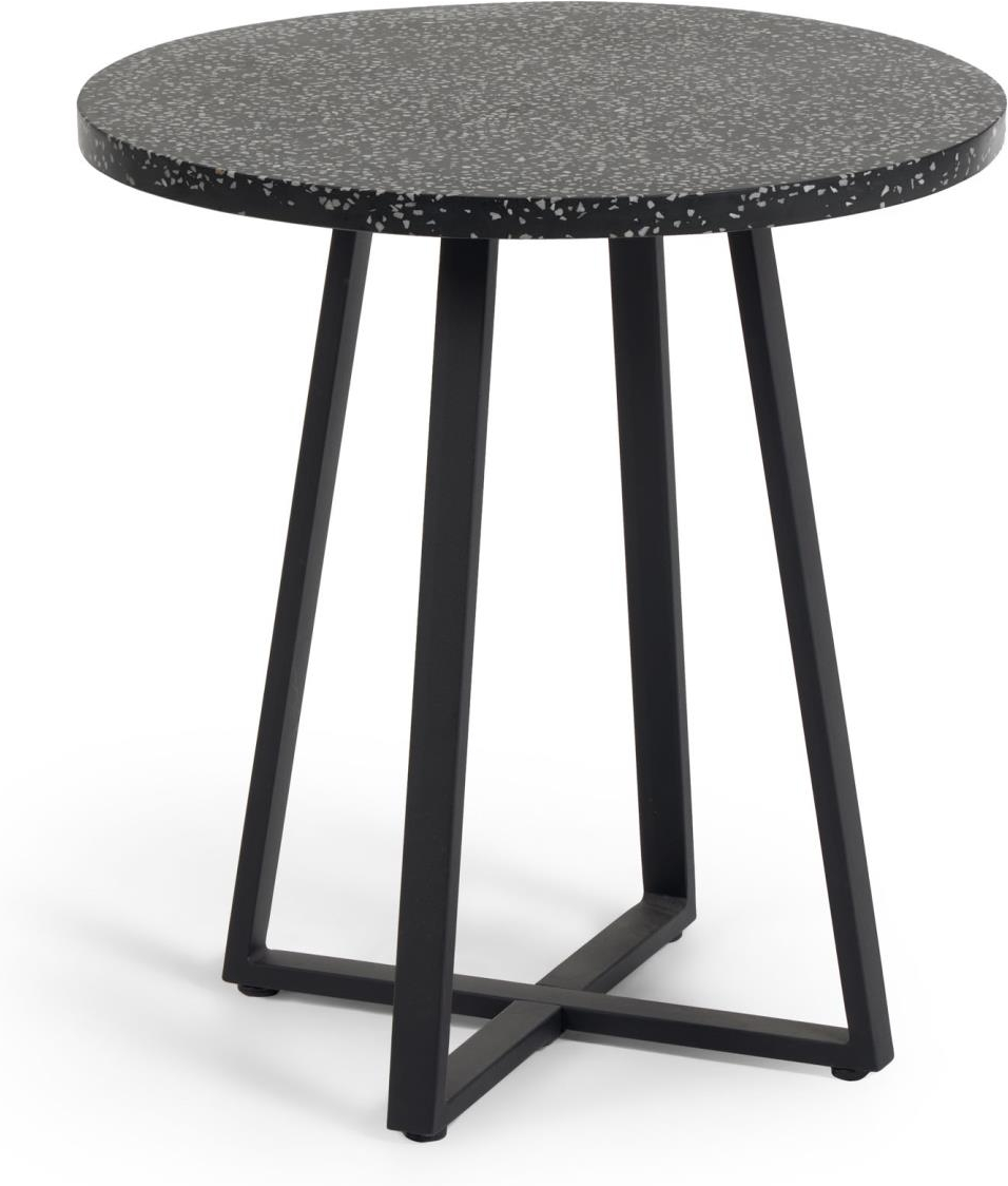 Udendørs Spisebord Kave Home Tella Sort Vejrbestandigt Terrazzo Galvaniseret Stål 70x70 Cm