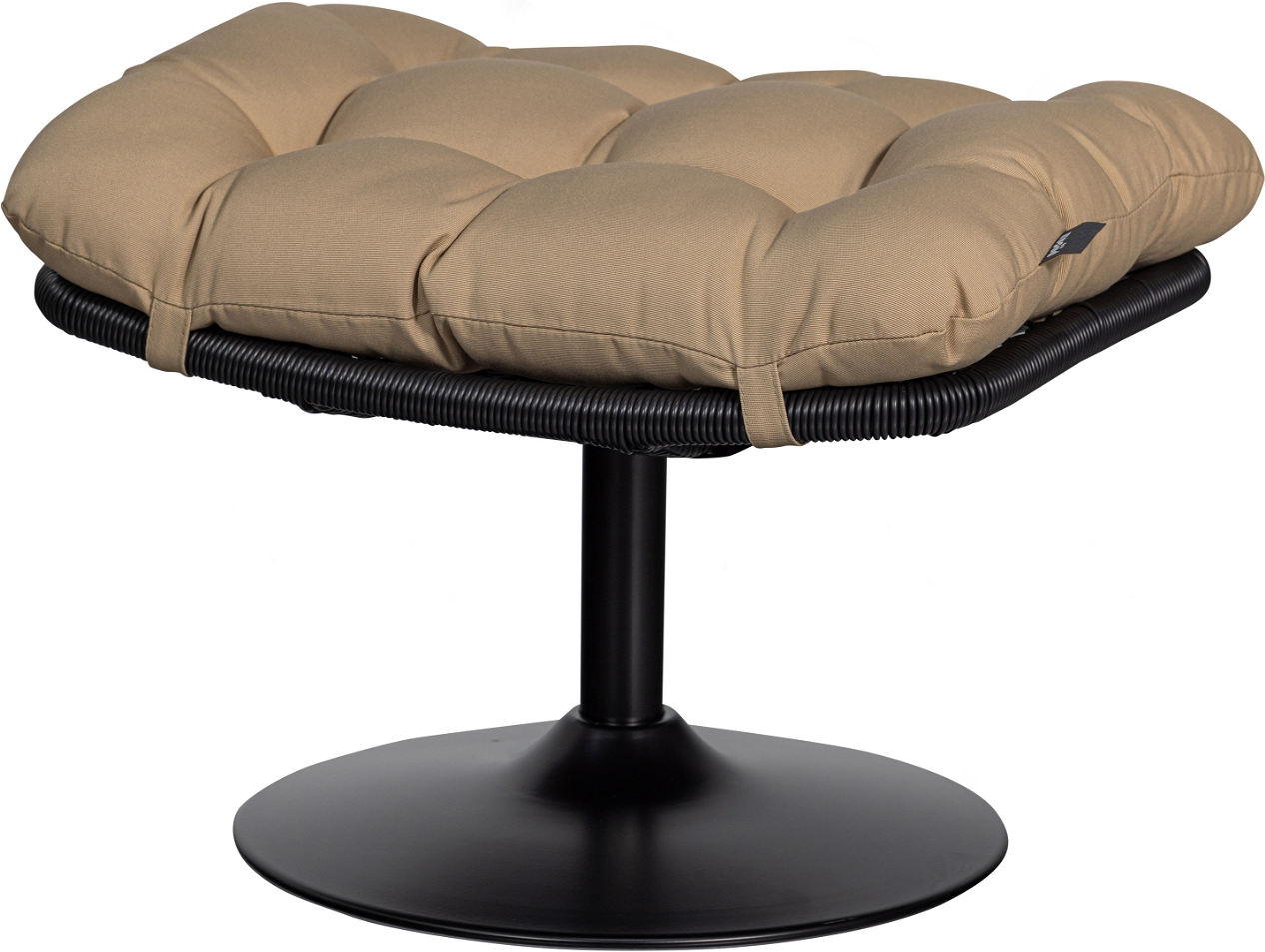 Udendørs Taburet Skammel Woood Vive   Sort Rattan  Sandfarvet Pude  H37ã B46ã L63 Cm