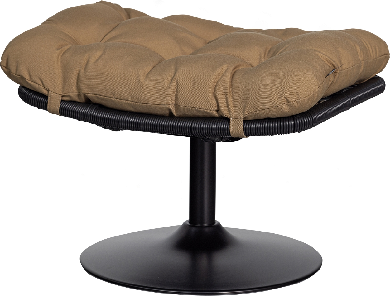 Udendørs Taburet Woood Vive   Vejrbestandig Sort Rattan Med Lysebrun Polyesterpude H37ã B63ã D46 Cm