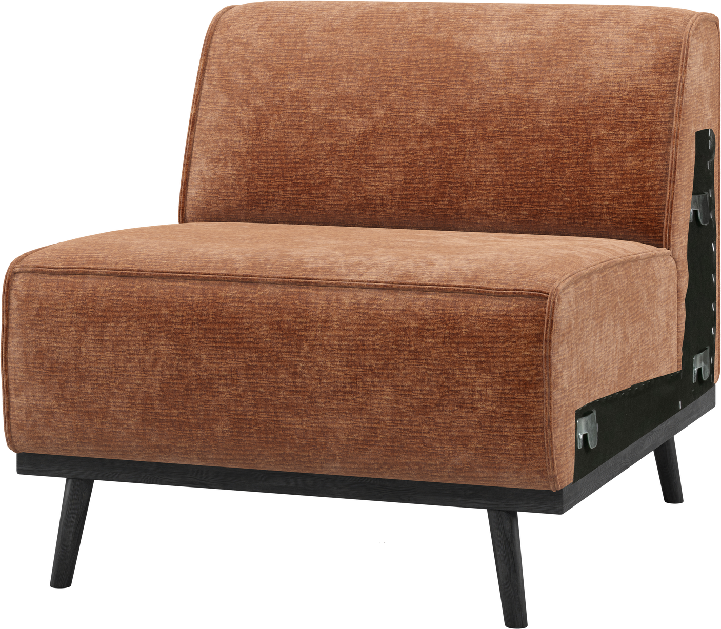 Udendørs -personers Modulsofa Woood Statement Orange Chenille Velour H77 B79 D93 Cm