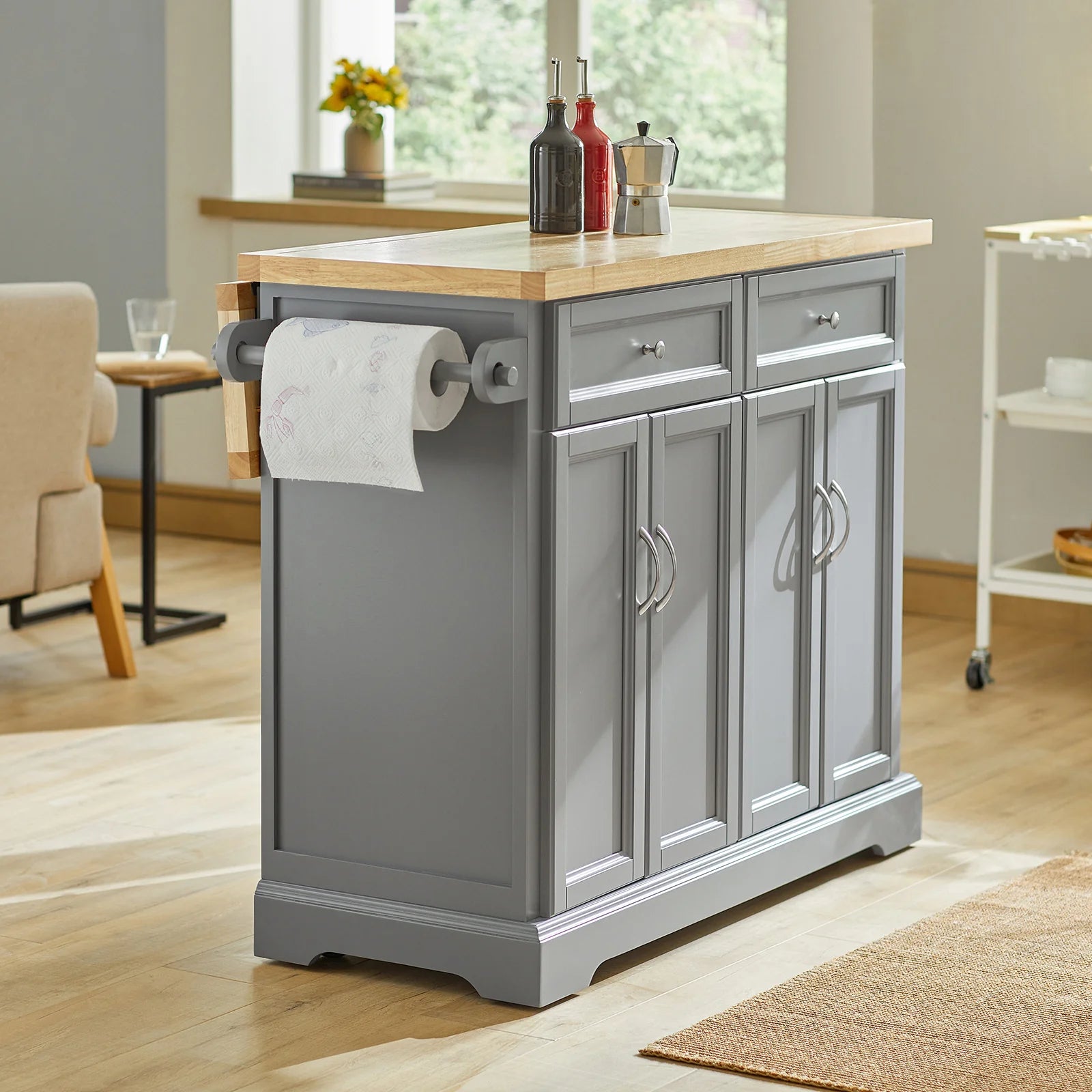 Udvidelig Køkkenvogn   Moderne Design  B115   D46 71   H92 Cm  Grå