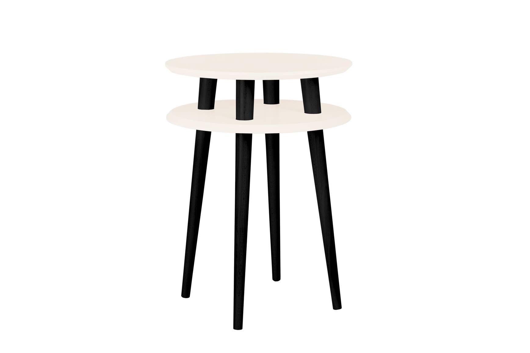 Ufo Sidebord Diameter 45cm     61cm Hvide   Sorte Ben