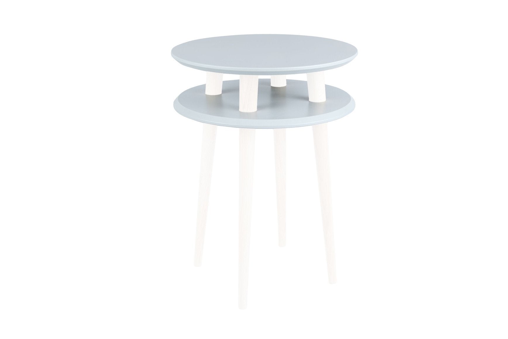 Ufo Sidebord Diameter 45cm     61cm Lysegrå Bordplade Hvide Ben