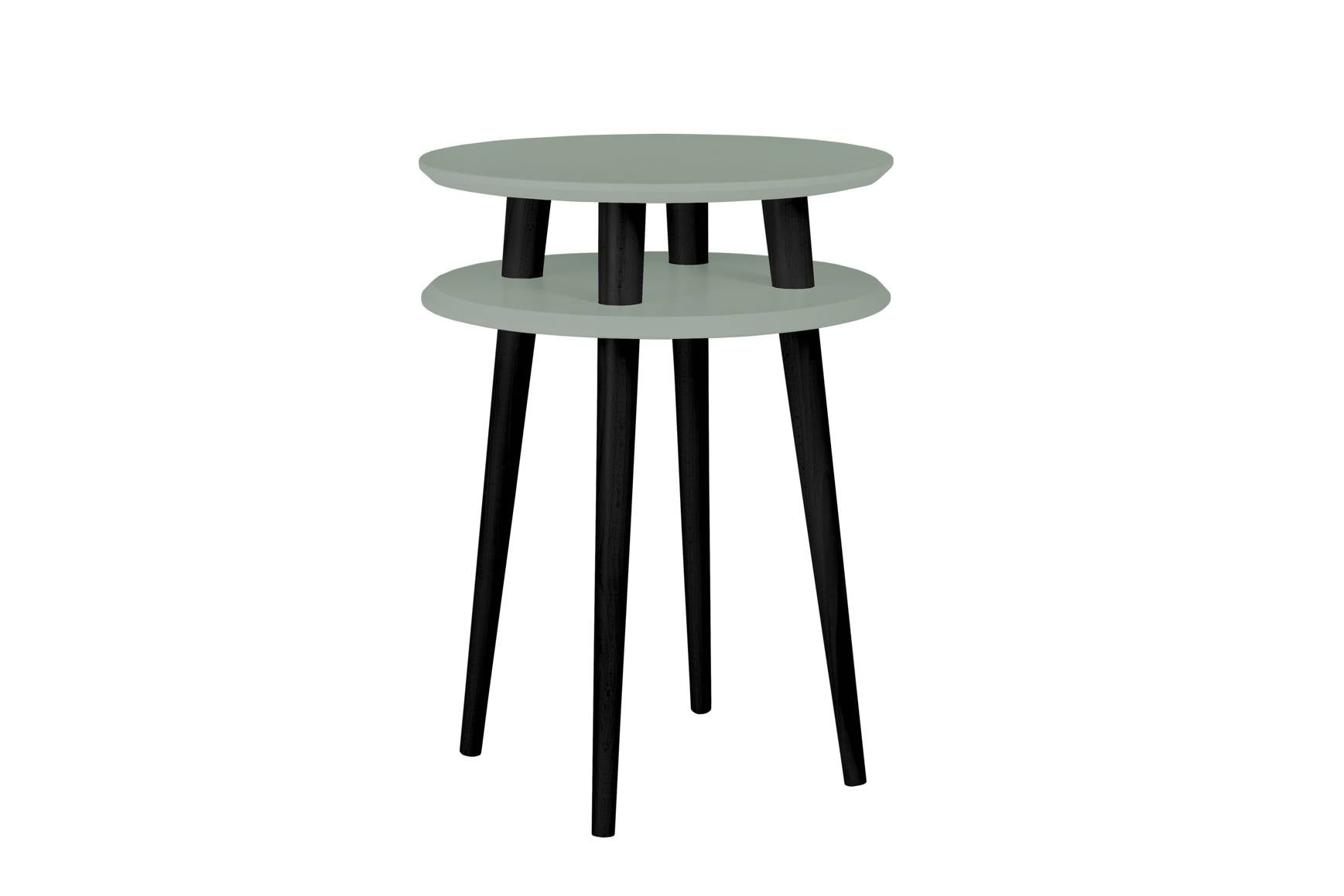 Ufo Sidebord Diameter 45cm   H61cm Salviegrøn   Sorte Ben