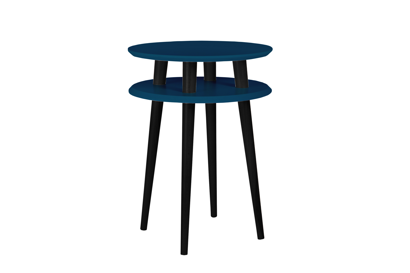 Ufo Sidebord Diameter 45cm   Højde 61cm Benzinblå   Sorte Ben