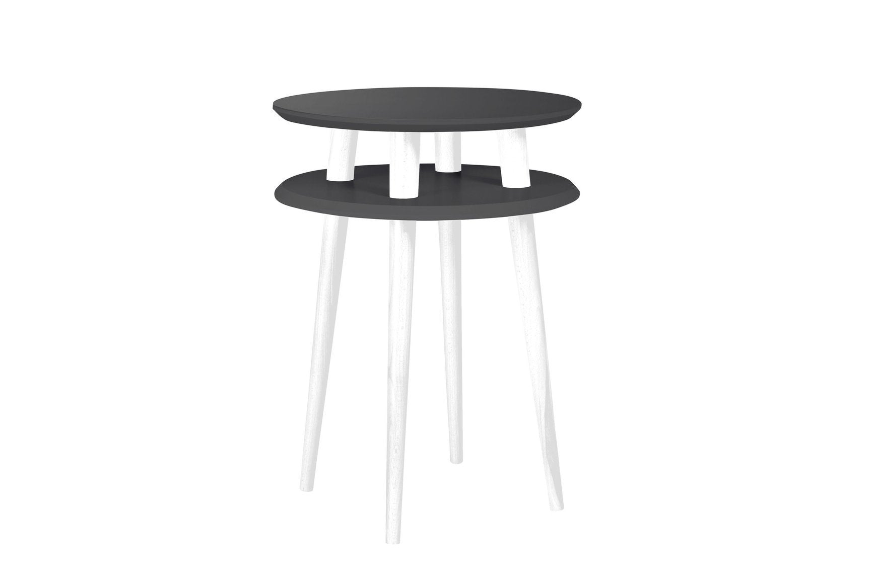 Ufo Sidebord Diameter 45cm   Højde 61cm Grafit Hvide Ben