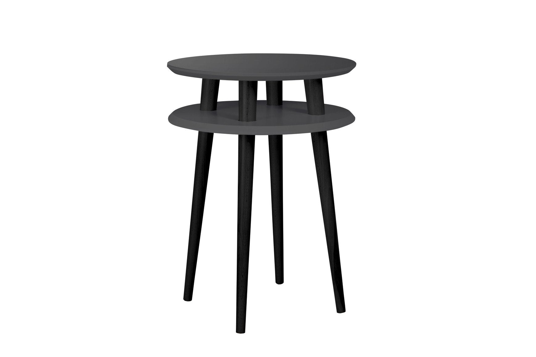 Ufo Sidebord Diameter 45cm   Højde 61cm Grafit   Sorte Ben