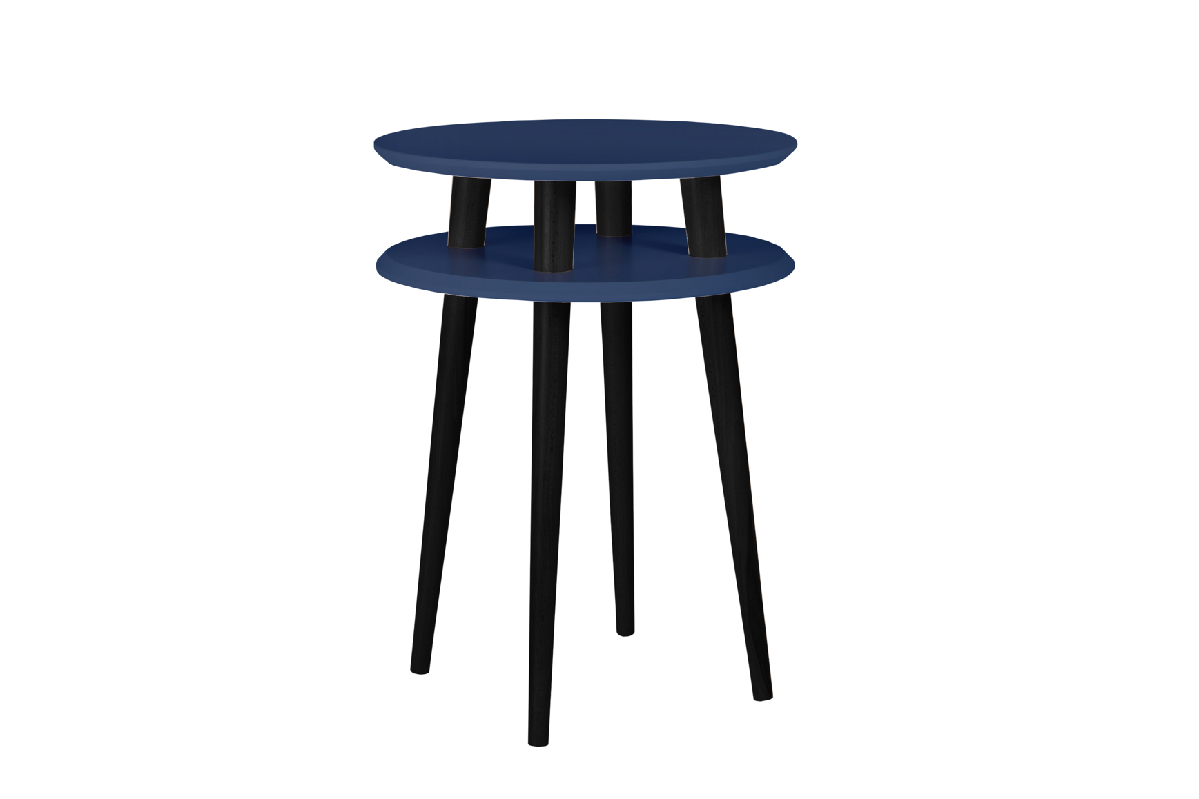 Ufo Sidebord Diameter 45cm   Højde 61cm Marineblå   Sorte Ben
