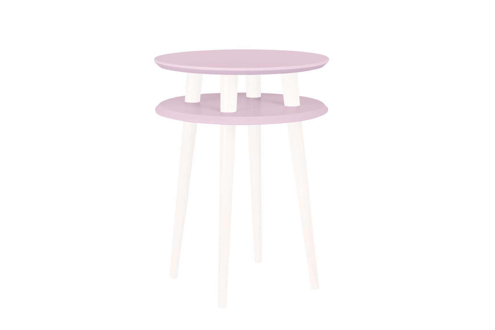 Ufo Sidebord Diameter 45cm   Højde 61cm Pink Hvide Ben