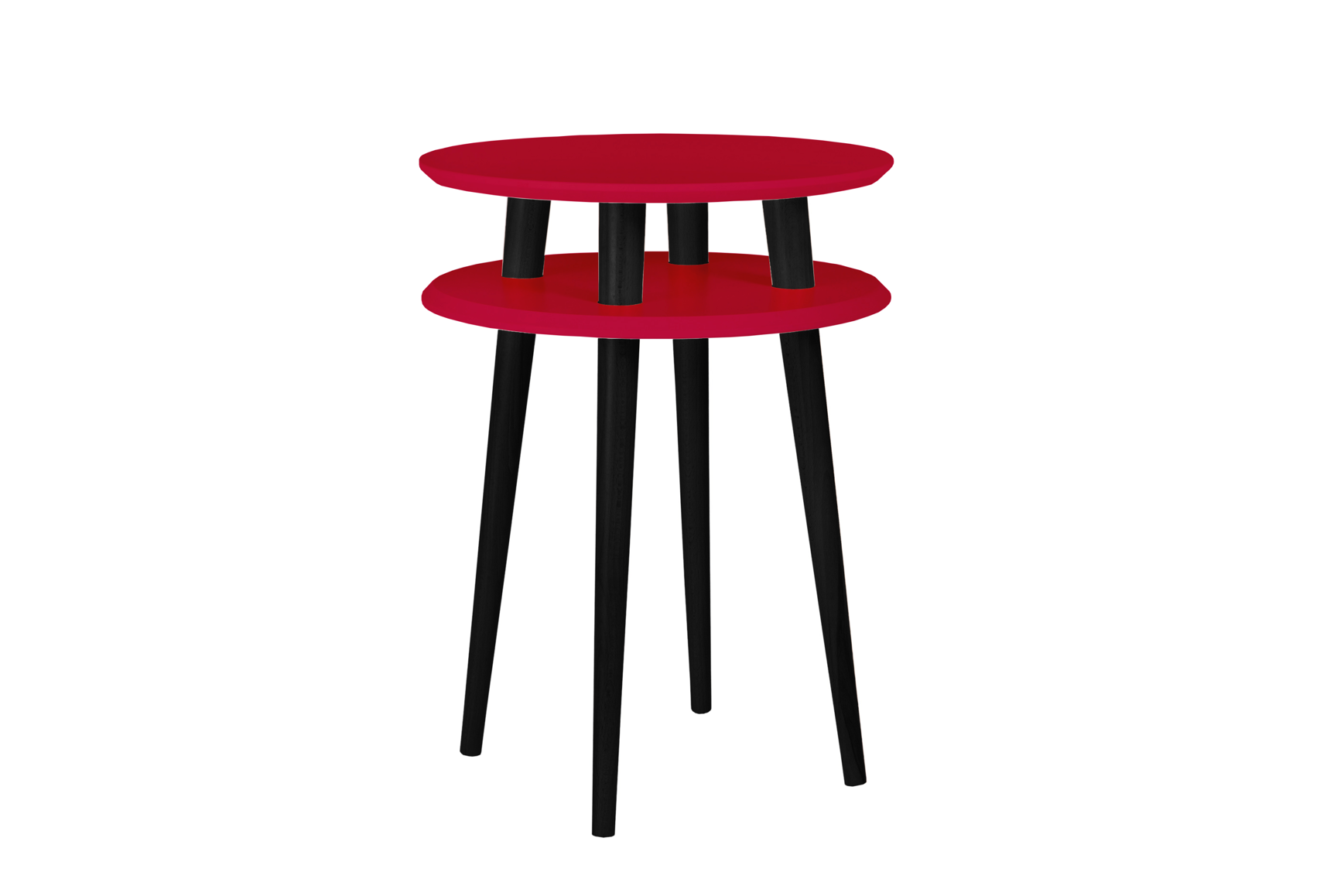 Ufo Sidebord Diameter 45cm   Højde 61cm Rød   Sorte Ben