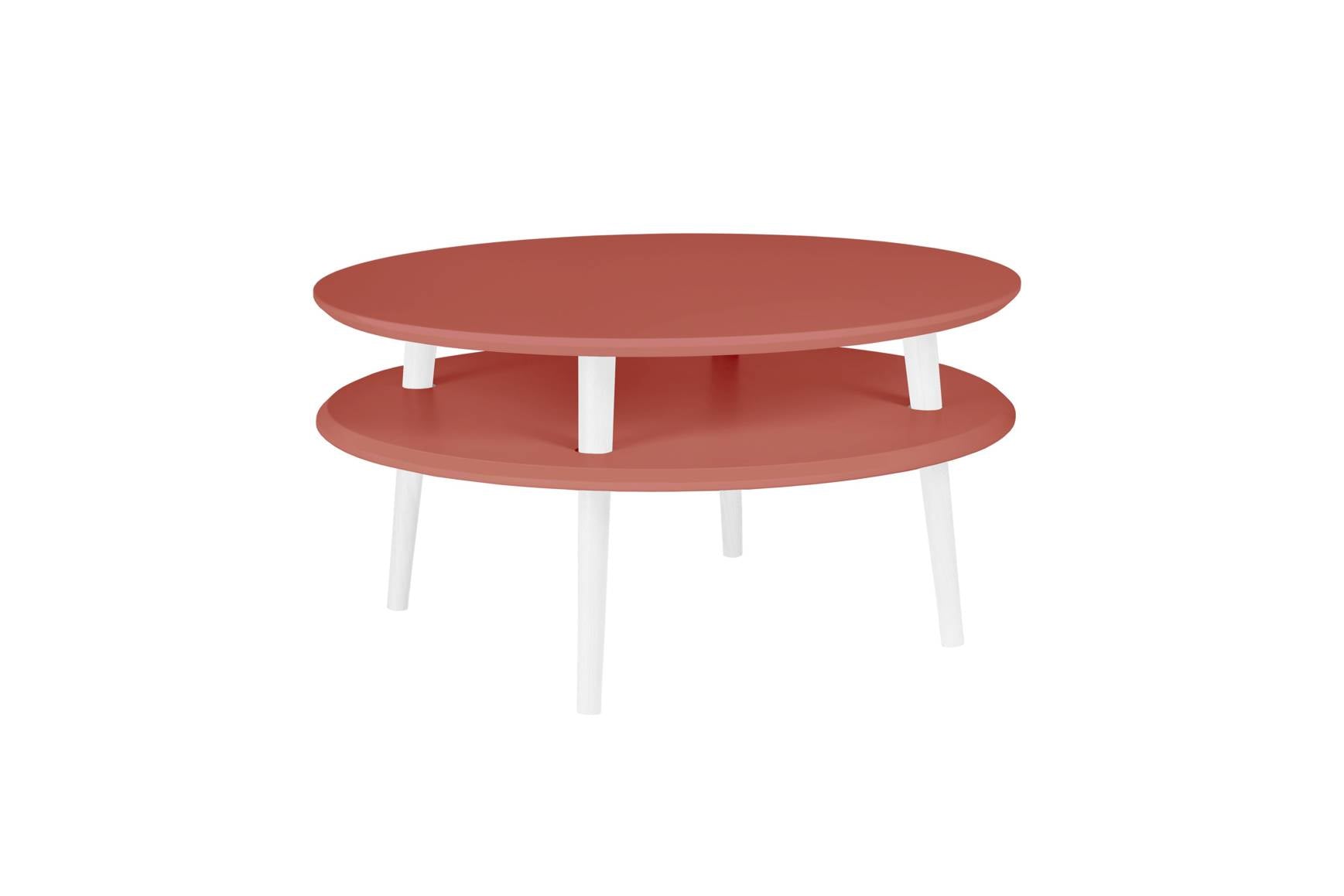 Ufo Sofabord Diam 70cm   Højde 35cm Antik Pink Hvide Ben