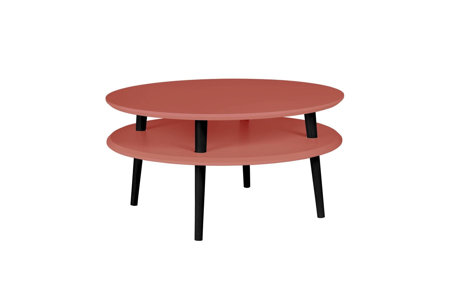 Ufo Sofabord Diam 70cm   Højde 35cm Antik Pink Sorte Ben