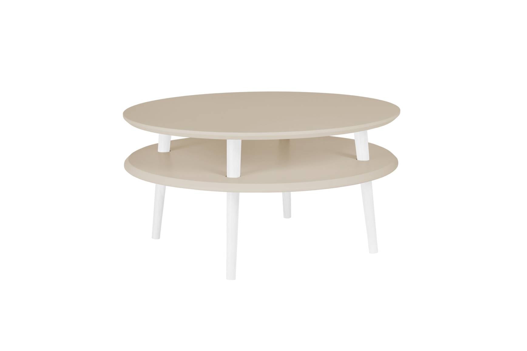 Ufo Sofabord Diam 70cm   Højde 35cm Brun Beige Hvid Ben