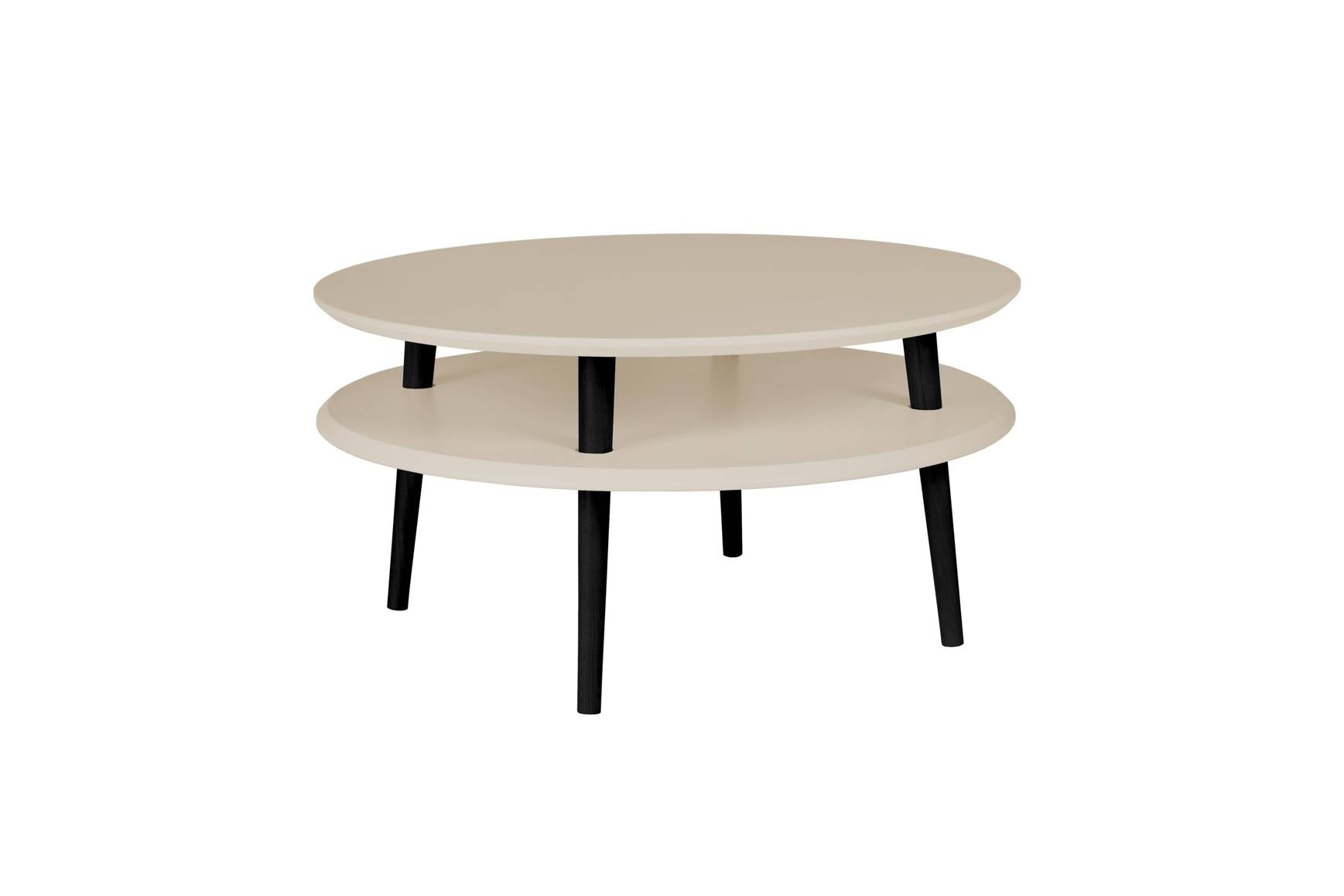 Ufo Sofabord Diam 70cm   Højde 35cm Brun Beige Sort Ben