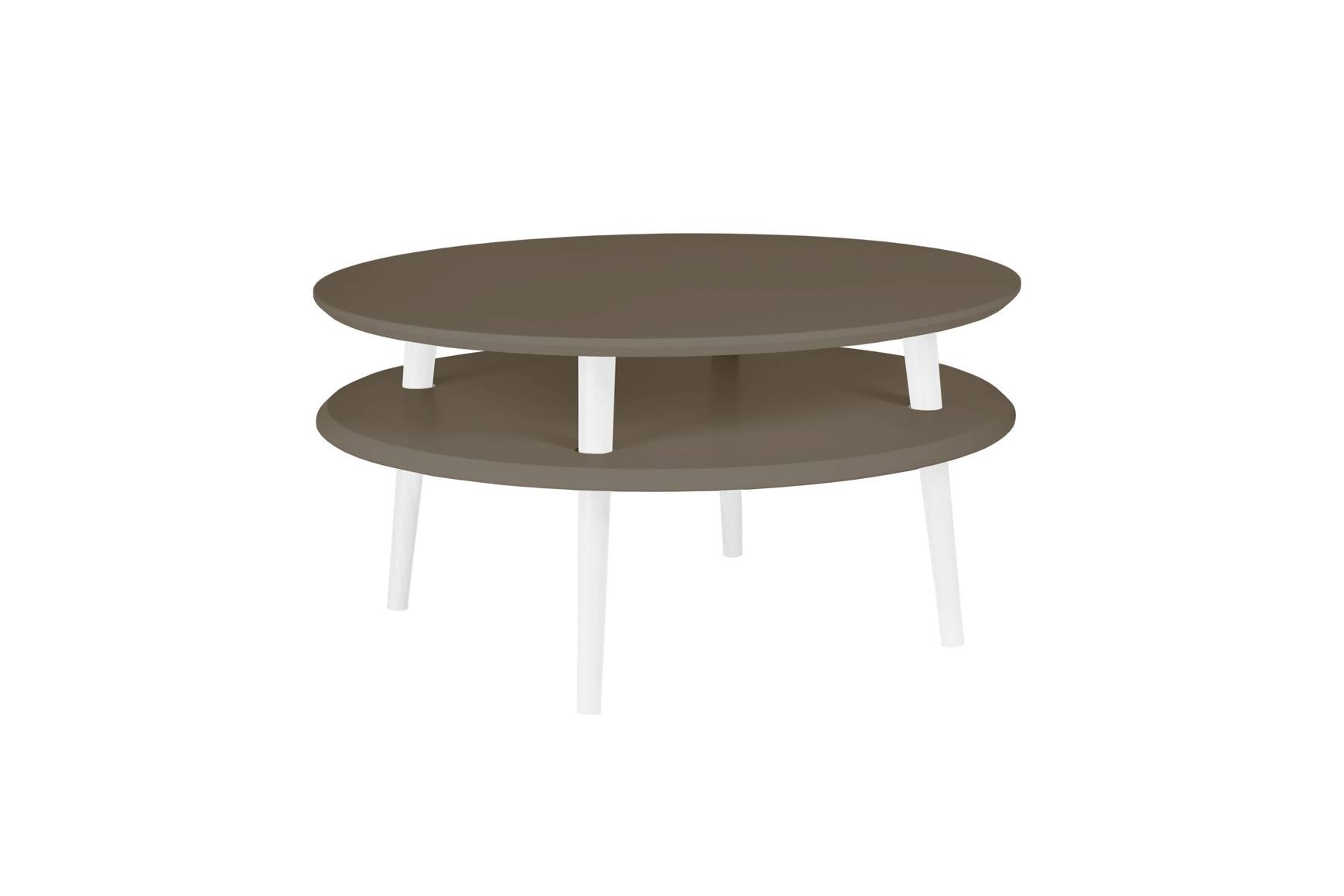 Ufo Sofabord Diam 70cm   Højde 35cm Brun Hvide Ben