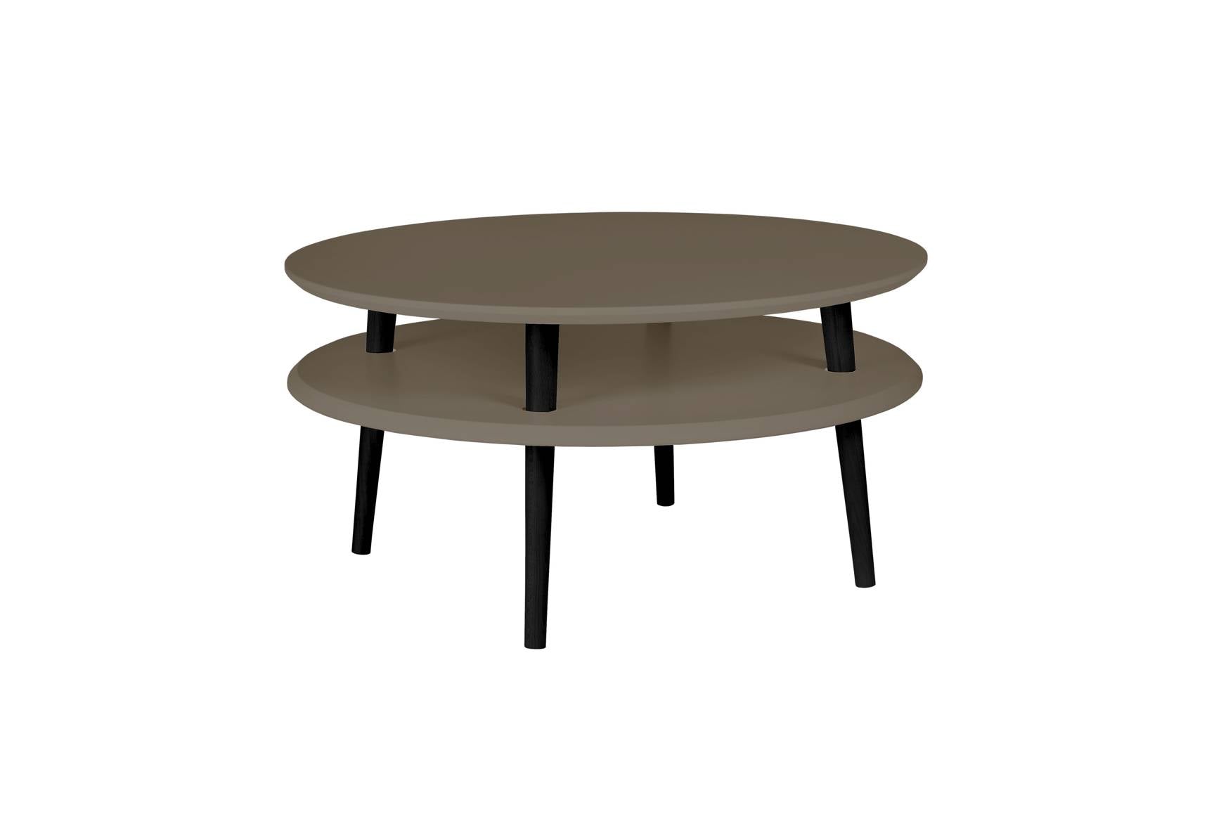 Ufo Sofabord Diam 70cm   Højde 35cm Brun Sorte Ben