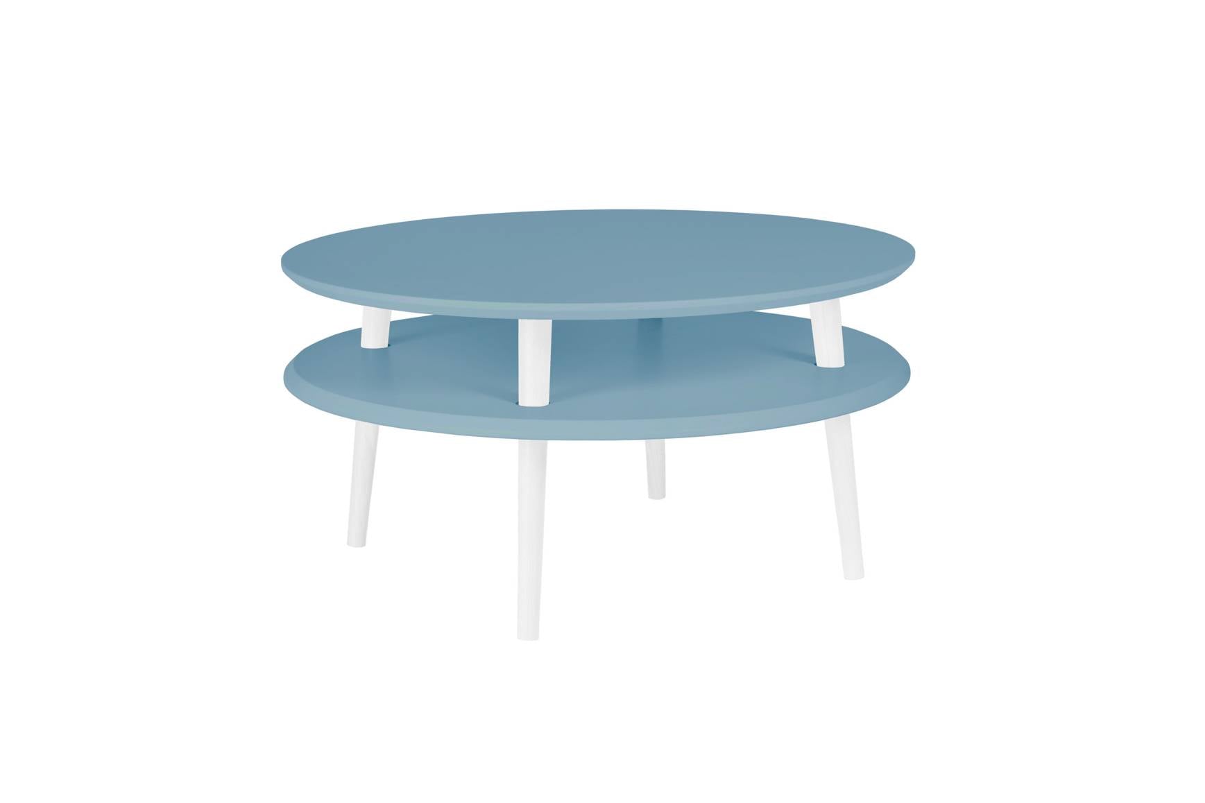 Ufo Sofabord Diam 70cm   Højde 35cm Gentle Blue Hvide Ben