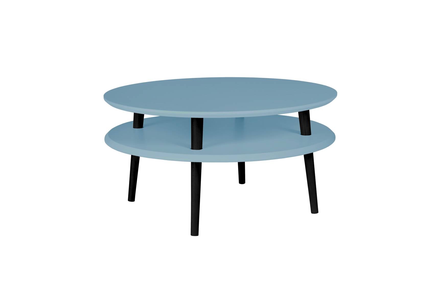 Ufo Sofabord Diam 70cm   Højde 35cm Gentle Blue Sorte Ben