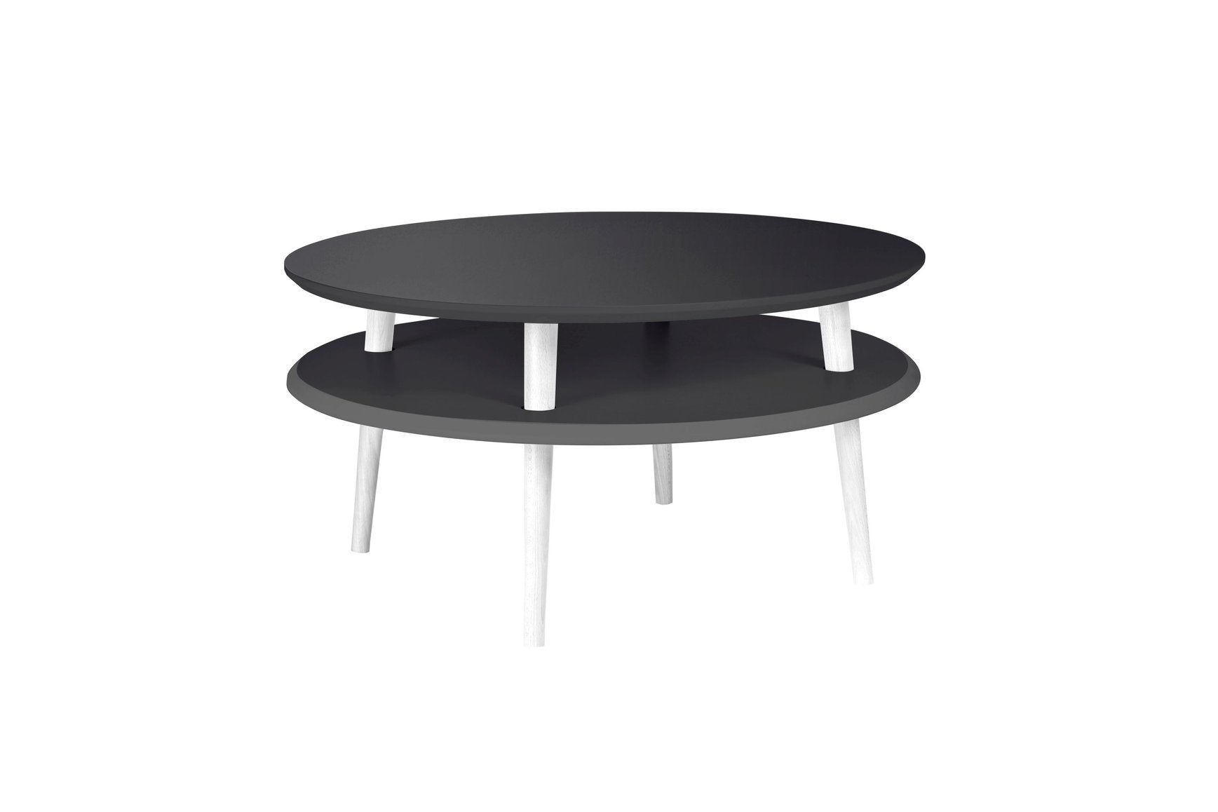 Ufo Sofabord Diam 70cm   Højde 35cm Grafit   Hvide Ben