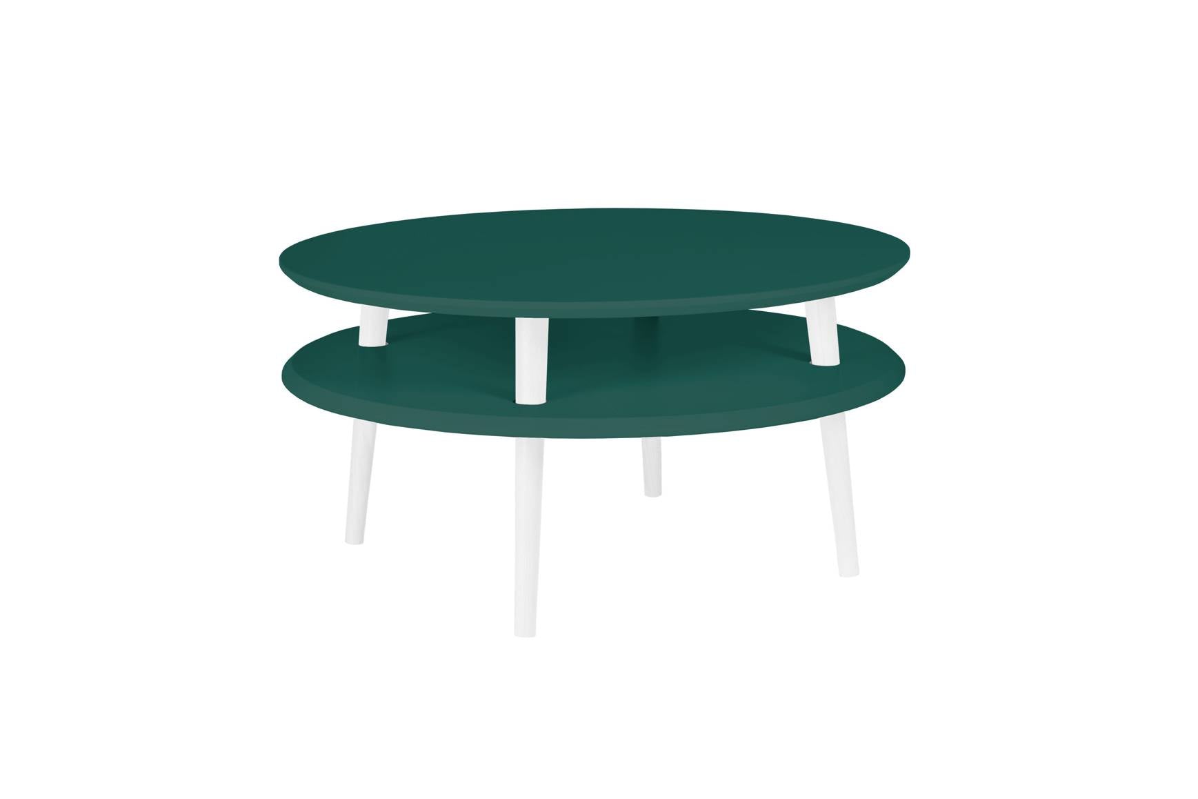Ufo Sofabord Diam 70cm   Højde 35cm Grøn Hvide Ben