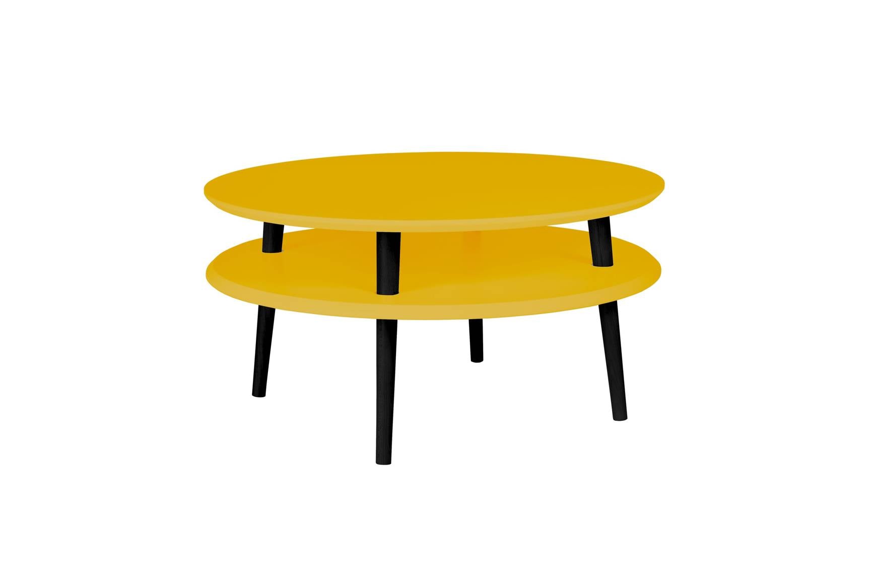 Ufo Sofabord Diam 70cm   Højde 35cm Gul Sort Ben