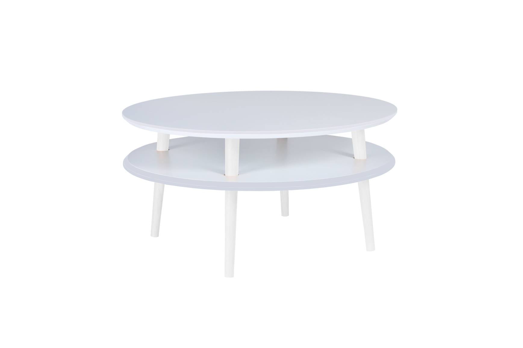 Ufo Sofabord Diam 70cm   Højde 35cm Hvid   Hvide Ben