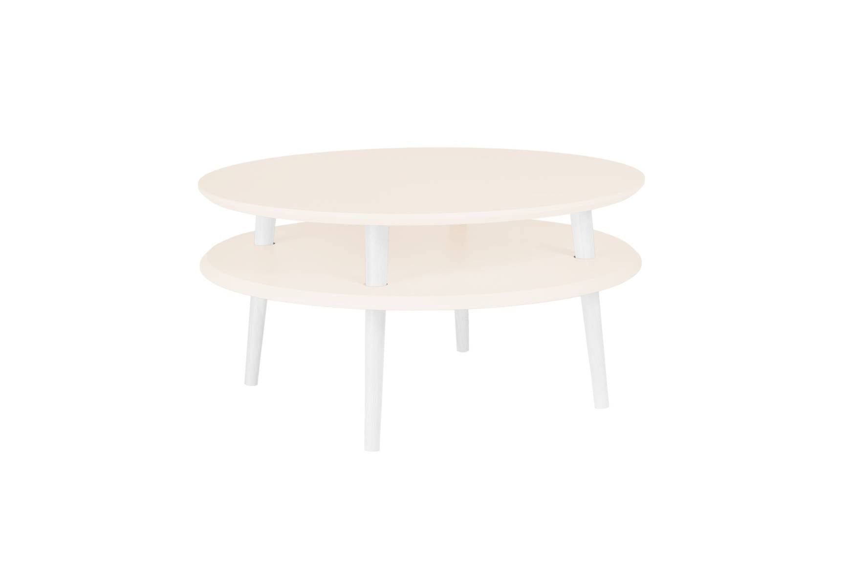 Ufo Sofabord Diam 70cm   Højde 35cm Hvid Med Hvide Ben