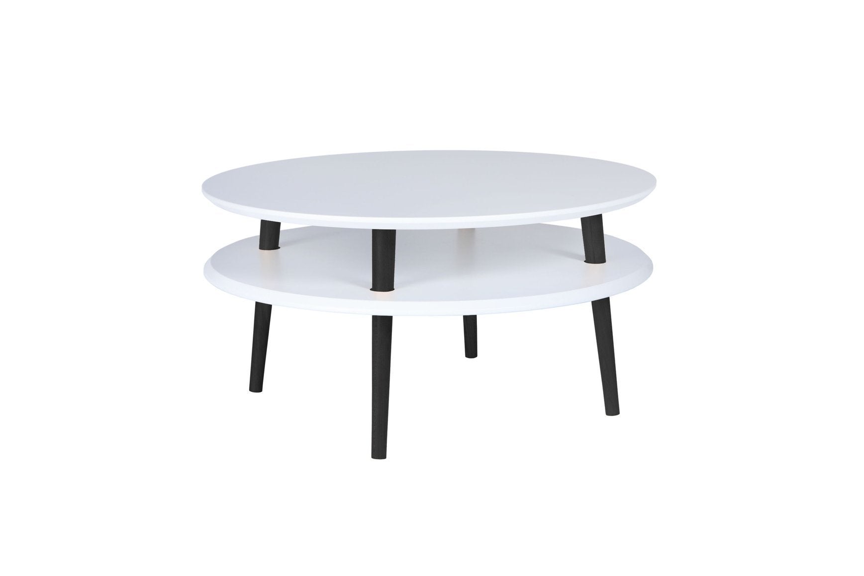 Ufo Sofabord Diam 70cm   Højde 35cm Hvid   Sorte Ben